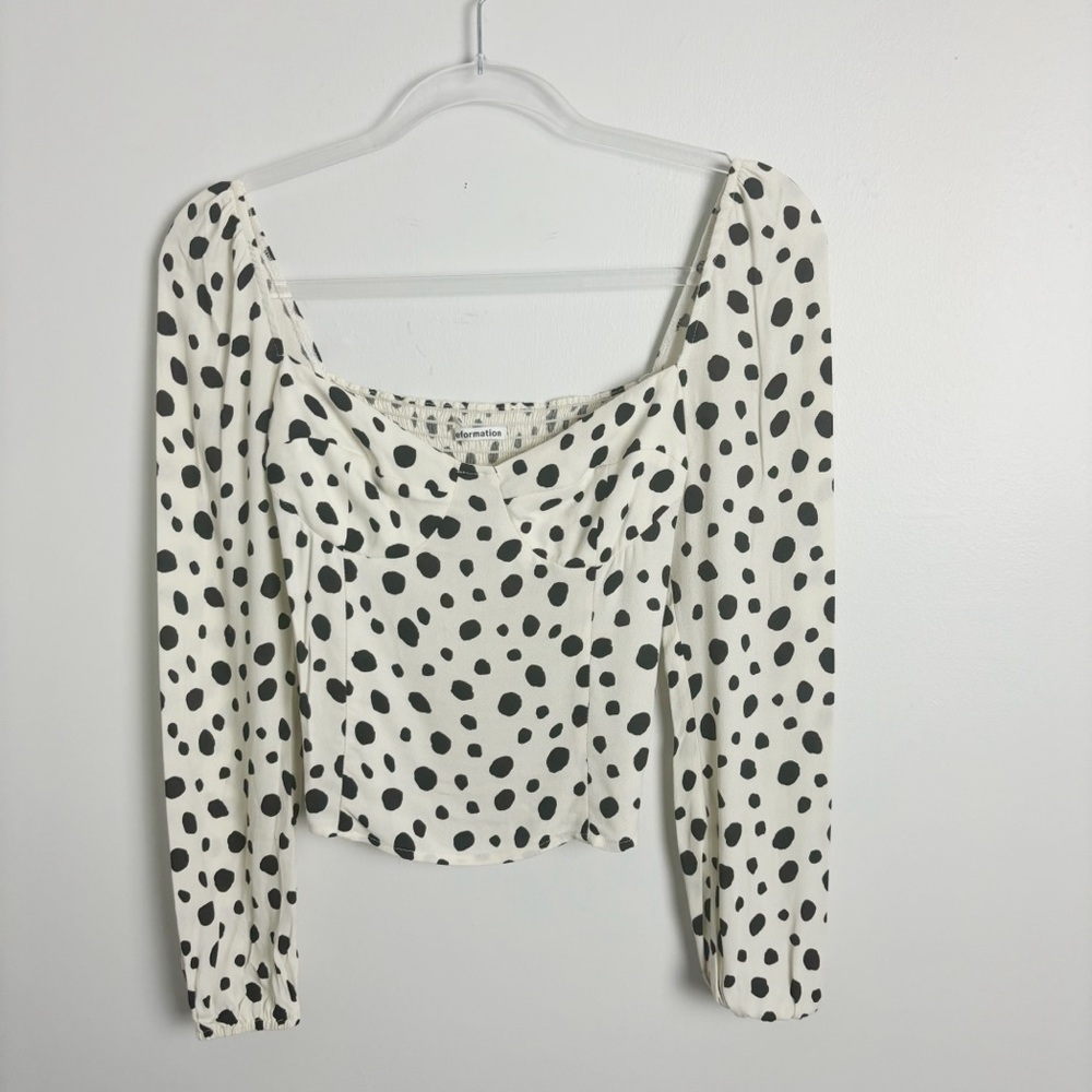 Reformation Reign Long Sleeve Blouse Ink Dot Size 0